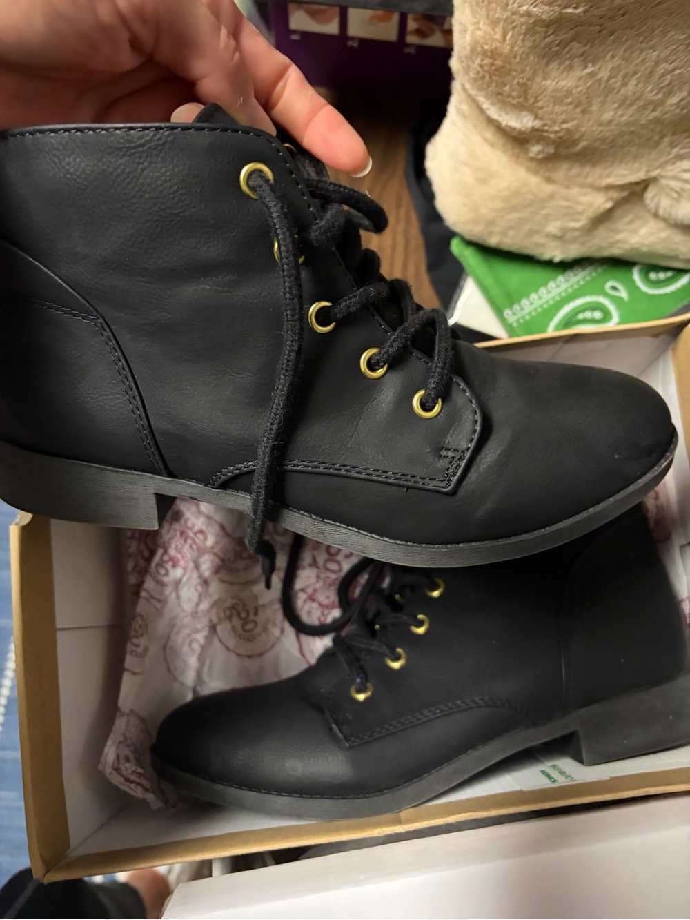 Kohl's SO Black Lace-Up Ankle Boots with Gold Eyelets